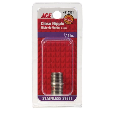 Smith-Cooper Smith-Cooper 1/4 in. MPT Stainless Steel Close in. L Nipple S8344NI002007B